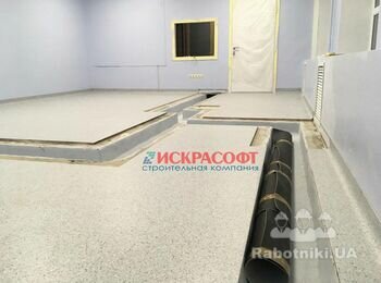 Укладка токопроводящего линолеума