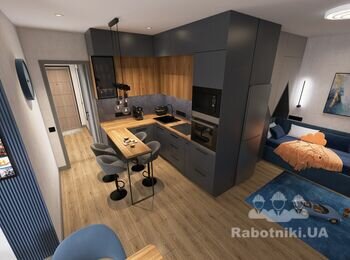 Дизайн інтерєру кухні в ЖК Сіті парк, м. Ірпінь. Розробка креслень 3D візуалізації 3D відео огляд технічний та дизайнерський нагляд комплектування матеріалами
 Ірпінь, Буча, Київ. 0962878797 Катерина