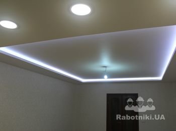 Скрытая подсветка, тканевый потолок