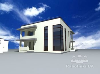 Візуалізація дизайн-проекту фасаду будинку.