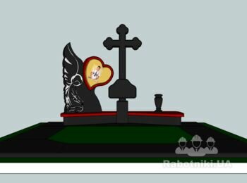 общий вид памятника с сердцем и фото