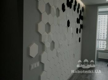 Монтаж 3д панелей, декоративный мох, #Монтаж гипсовых 3D панелей в Киеве - заказать, #гипсовые 3D панели.