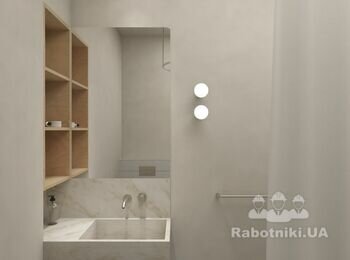 Проект: RYB apartment
Локация: Kyiv (UA)
Тип: Residential
Площадь: 100 m2
Год: 2021

Апартаменты находятся в ЖК Rybalsky в Подольском районе города Киева. Так как квартира расположена над коммерцией у нас была возможность использовать пространство более вариативно. Мы разделили весь объём на два блока приватная часть (которая включает детскую и спальню с ванной) и общественная (которая включает просторную кухню-гостиную, санузел и рабочее место). 

Весь дизайн создан с учетом потребностей заказчиков и становится средой для различных сценариев их повседневной жизни. Все основные помещения композиционно связаны друг с другом за счет материалов и фактур.

Нашей команде было поручено спроектировать место, которое могло бы стать тихим убежищем для владельца и его семьи, где они могли бы отступить от своего космополитического образа жизни.
Основная цель заключалась в создании чистой, минималистичной, но неформальной атмосферы, основанной на натуральных материалах. 
В разработке интерьера были задействованы как иностранные фабрики, как Belid, DCW, &tradition, Verpan, Zanotta, RBW и Menu так и украинские, как Zegen и Interia.
Чтобы добиться гибкости и избежать ненужного разделения этой и без того компактной квартиры, перегородки были почти полностью удалены, создавая открытую планировку с одним центральным модулем, определяющим основное жилое пространство. Данный модуль состоит из функционального кухонного гарнитура, обеденной зоны, компактного рабочего места и просторной гостиной. Данное пространство объединяет несколько функций без лишнего беспорядка. 

Все комнаты кроме детской направлены во внутренние дворы с обилием зелени. Из детской открывается живописный вид на Днепр. В скором времени после поступления в вуз эта комната будет предназначена как место для медитаций для родителей. В данной комнате мы расположили рабочее место таким образом, чтобы естественный свет способствовал комфортной работе. 

Чтобы зрительно связать помещения в одно целое мы использовали единую палитру материалов берёзовая фанера, микроцемент, японская плитка KitKat и мрамор Caribbean Calcite. С их помощью создается лаконичный фон для элементов мебели и света. Прохладные тона микроцемента во всех комнатах мы сбалансировали теплыми текстурами штукатурки и дерева. 

Комбинация примечательных предметов, таких как обеденные стулья Fritz Hansen, кресла Co от Norm Architects и торшера Apollo 180 от Pholc легко сочетаются с индивидуально разработанной мебелью от нашего бюро. Архитектурный характер интерьера дополнительно подчеркивается и усиливается проникающим внутрь солнечным светом. Последовательная композиция, основанная на палитре натуральных материалов, образует комфортную жилую среду, щедро оживленную меняющимся естественным освещением.

Одним из основных изменений, реализованных в рамках проекта, стало объединение 3х санузлов в 2 более просторных и избавление от лишних перегородок. Такая реорганизация пространства позволила увеличить количество естественного света, проникающего в основное жилое пространство. Мы использовали стеклянные перегородки чтобы не препятствовать естественному свету, который наполняет спальню.

Ванную комнату, сдержанную и однотонную, украшает японская мозаичная плитка. Использование оттенков серого способствует успокаивающей атмосфере, которая будет продолжать развиваться по мере того, как обитатели будут наполнять пространство собой. Таким образом, новая планировка адаптирована к современному образу жизни.
