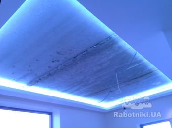 Монтаж подсветки короба под натяжной потолок