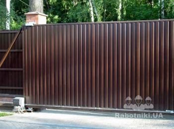 Отктаные ворота из профлиста зашитого в рамку