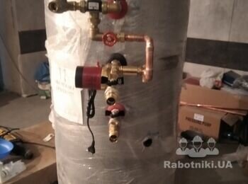 Обьаязка бойлер косвенного нагрева, рециркуляция с 3х ходовым клапаном против ожогов