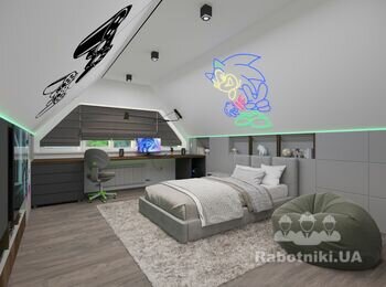 Спальня на мансарді для геймера
