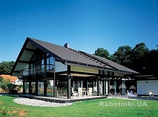 Фахверк с сплошным остеклением (стиль Huf Haus)