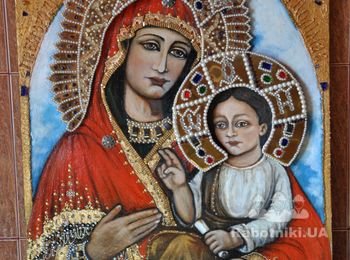 Холст, масло, инкрустация камнями накладка металла. Икона храмовая. А 2 цена 20 000 грн.