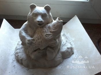 МАКЕТ ФОНТАНА "МЕДВЕДЬ НА РЫБАЛКЕ" - ГЛИНА