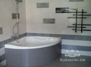 комплексный ремонт дома, облицовка, установка ванны, поло