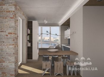 Проект "Заречный", Киев. Дизайн кухни-студии 75м2