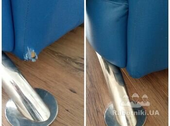 Зачепили кут диванчика.