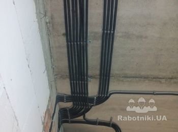 Электромонтажные работы (выполнение согласно ГОСТу - кабель "ВВГ нг" проложеный в говрорукаве).