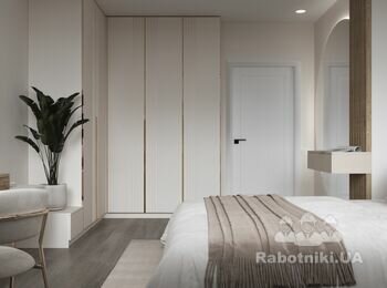 Візуалізація шафи, дзеркала та ТВ тумби по ТЗ меблевої фабрики ROOMAX, вписаних в існуючі стіни квартири