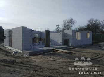 Строительство коробки дома из газоблока Аерок 400*600*200