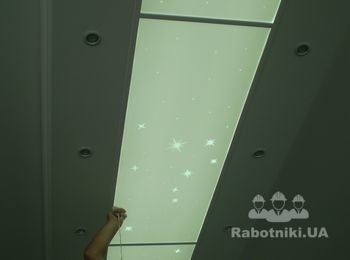 Каркас и подвесной стеклянный потолок