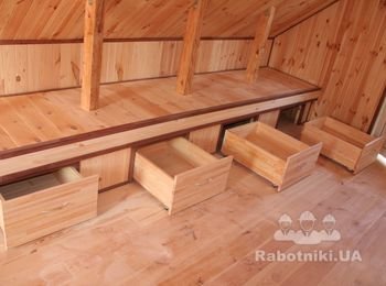 Полка лежак с мобильными ящиками для хранения