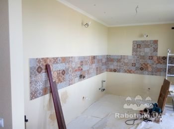 ремонт кухни, фартук из плитки