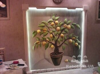 Лепка-роспись с декоративной подсветкой (лимонное дерево)