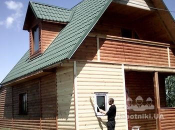 Обшивка дома блок-хаусом,  строительство и обшивка террасы
