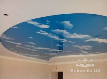 Натяжной потолок, облака