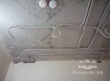 Монтаж силовых линий в негорючей ПВХ-гофре, кабелем в негорючей изоляции.