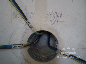 Все подрозетники надежно посажены на ротбанд. Все концы кабелей зачищены от внешней изоляции и подписаны. Электромонтаж проводим без распаячных коробок, что в дальнейшем делает отличное обслуживание системы электроснабжения квартиры, без ущерба ремонту.