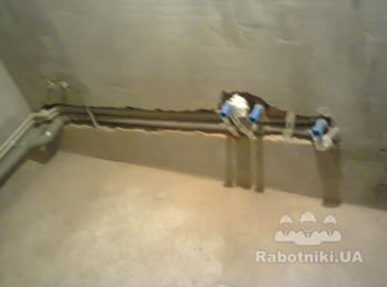 Подвод труб на умывльник и стиральную машину с укладкой труб под плитку