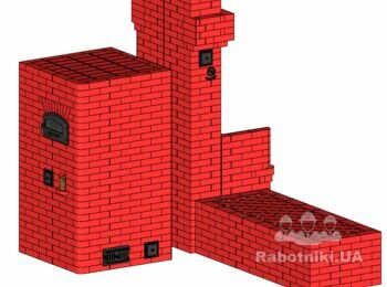Банный комплекс из гибридной факельно-фильтрующей каменки и варочной плиты с лежанкой (не объеденены).
Очень подробный проект под самостоятельную сборку. Вид с парной.