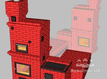 Каминопечь с хлебной камерой и сквозным топливником. Плита варочная и греющая широкая лежанка. Очень подробный проект под самостоятельную сборку