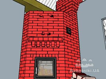 Каминопечь отопительная (размещение ромбом). Очень подробный проект под самостоятельную сборку. Печь построена и работает отлично.