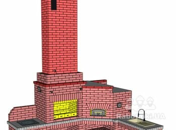 Печной комплекс с мангалом, помпейской печью, мойкой и казанницей