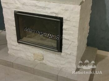 Отделка камина мрамором