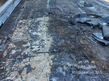 Демонтаж рубероида .Подготовка кровли.