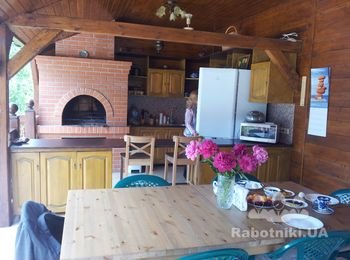 Печь с монтажом кухонной мебели на беседке