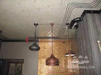 Прокладка кабеля, установка и подключение декоративных люстр;