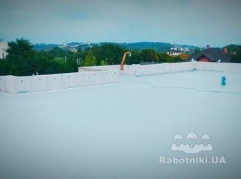 Плоскость ПВХ мембрана 160 м2 ...и окончания планка прыжымна...