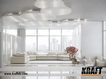 Дизайнерский подвесной потолок из рейки KRAFT Куб с системой освещения KRAFT Led.
http://kraftds.com