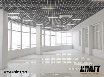 Подвесной потолок кассетный грильято GLK 15/15 KRAFT с системой освещения KRAFT Led.
http://kraftds.com