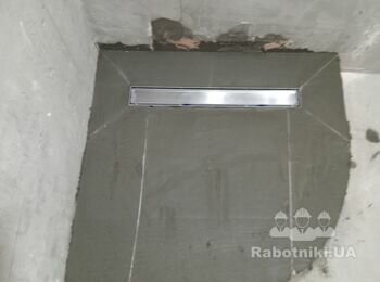 Готовый поддон для укладки кафеля под слив воды (конвертом)