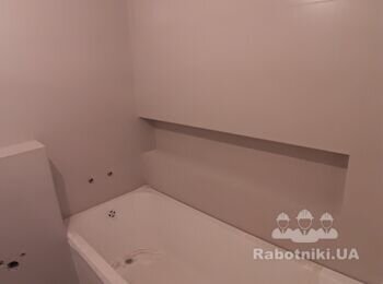 Непрстой задачей было выполнить обкладку ниши внутри да еще и установить там led подсветку. Но все получилось отлично.