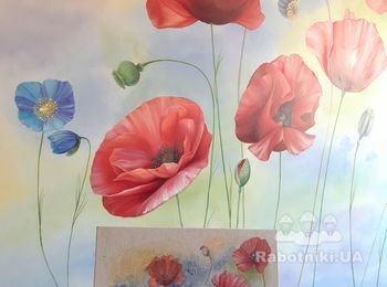 Так выглядел эскиз, эскиз делаю для приблизительного понимания размещение основных контрастов и цветовых пятен в композиции.