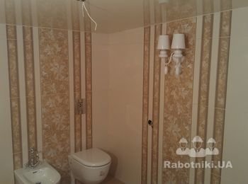 Инсталициия Унитаз и бидэ, плитка стены и натяжной потолок