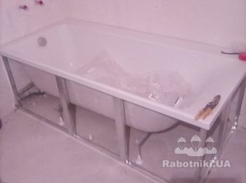 Установка ванны
+Обшивка гипсокартона