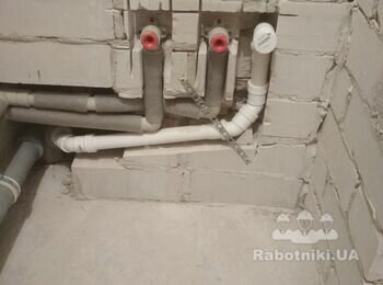 Сан.технические работы. Подвод воды и канализации к водонагревателю.