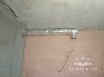 Монтаж вент. канала для газовой печки. Вент. канал обязательно должен быть изготовлен из оцинковки.