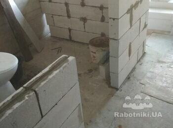 Возведение перегородок сан.узла из газоблока