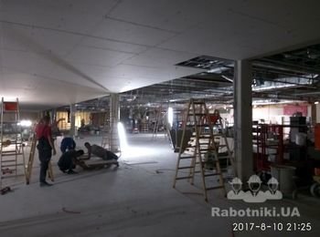 Монтаж гипсокартона в торговом центре!