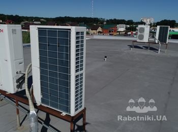Отопление:
- выставочный зал - теплый пол 30кВт совмесно с воздушным отоплением 30кВт;
- офисное помещение - радиаторное отопление мощностью 60кВт;
- помещение СТО - радиаторное отопление мощностью 60кВт;
- помещение мойки - воздушное отопление мощностью 60кВт.

(068) 982-92-43 (монтаж)